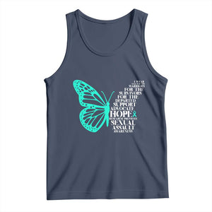 I Wear Teal For Sexual Assault Awareness Tank Top TS14 Navy Print Your Wear