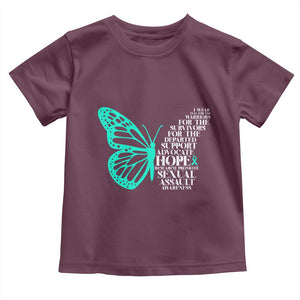 I Wear Teal For Sexual Assault Awareness Toddler T Shirt TS14 Maroon Print Your Wear