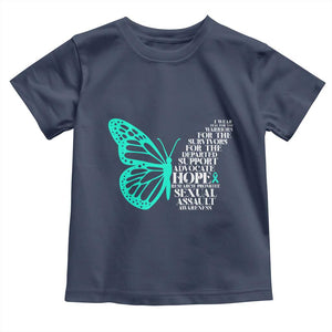 I Wear Teal For Sexual Assault Awareness Toddler T Shirt TS14 Navy Print Your Wear