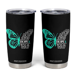 I Wear Teal For Sexual Assault Awareness Tumbler Cup TS14 Black Print Your Wear