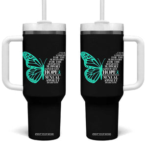 I Wear Teal For Sexual Assault Awareness Tumbler With Handle TS14 One Size: 40 oz Black Print Your Wear