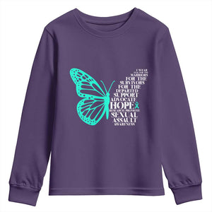 I Wear Teal For Sexual Assault Awareness Youth Sweatshirt TS14 Purple Print Your Wear