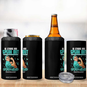 Sexual Assault Awareness 4 in 1 Can Cooler Tumbler Be Strong And Speak Out Against Sexual Violence TS14 Print Your Wear