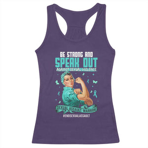Sexual Assault Awareness Racerback Tank Top Be Strong And Speak Out Against Sexual Violence TS14 Purple Print Your Wear
