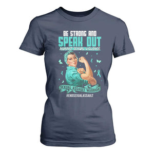 Sexual Assault Awareness T Shirt For Women Be Strong And Speak Out Against Sexual Violence TS14 Navy Print Your Wear