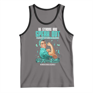 Sexual Assault Awareness Tank Top Be Strong And Speak Out Against Sexual Violence TS14 Deep Heather Black Print Your Wear