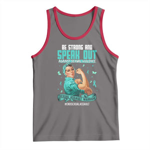 Sexual Assault Awareness Tank Top Be Strong And Speak Out Against Sexual Violence TS14 Deep Heather Red Print Your Wear