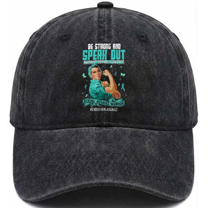 Sexual Assault Awareness Washed Cotton Baseball Cap Be Strong And Speak Out Against Sexual Violence TS14 Washed Cap Universal Fit Black Print Your Wear