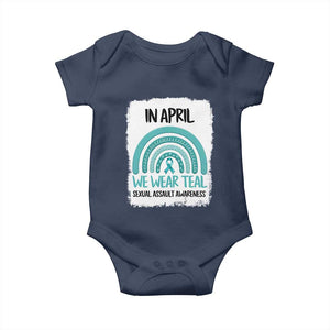 Sexual Assault Awareness Baby Onesie In April We Wear Teal Ribbon TS14 Navy Print Your Wear