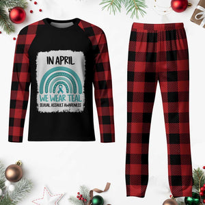 Sexual Assault Awareness Plaid Pajama Set In April We Wear Teal Ribbon TS14 Buffalo Plaid Print Your Wear