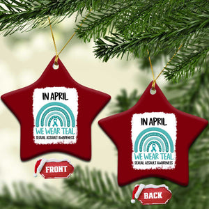Sexual Assault Awareness Ceramic Ornament In April We Wear Teal Ribbon TS14 Print Your Wear