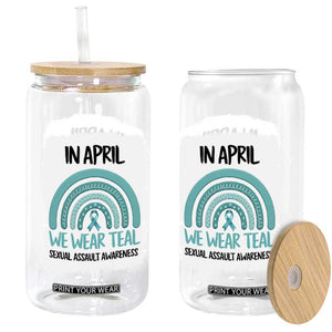 Sexual Assault Awareness Glass Can In April We Wear Teal Ribbon TS14 Print Your Wear
