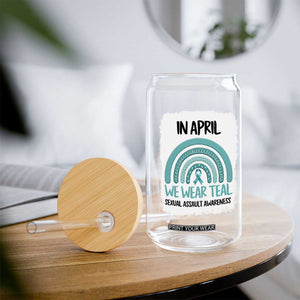 Sexual Assault Awareness Glass Can In April We Wear Teal Ribbon TS14 Print Your Wear