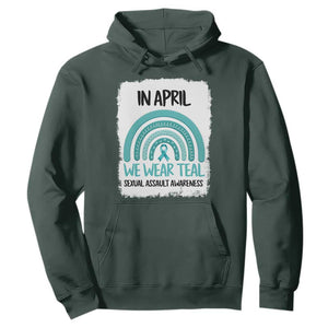 Sexual Assault Awareness Hoodie In April We Wear Teal Ribbon TS14 Dark Forest Green Print Your Wear