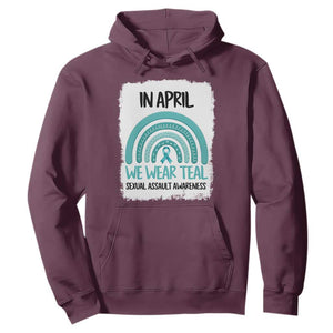 Sexual Assault Awareness Hoodie In April We Wear Teal Ribbon TS14 Maroon Print Your Wear