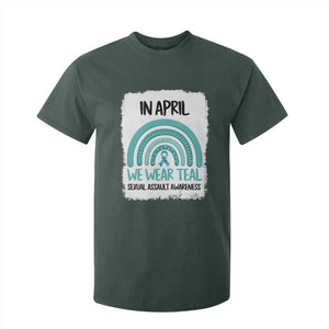 Sexual Assault Awareness T Shirt For Kid In April We Wear Teal Ribbon TS14 Dark Forest Green Print Your Wear