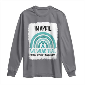 Sexual Assault Awareness Long Sleeve Shirt In April We Wear Teal Ribbon TS14 Charcoal Print Your Wear