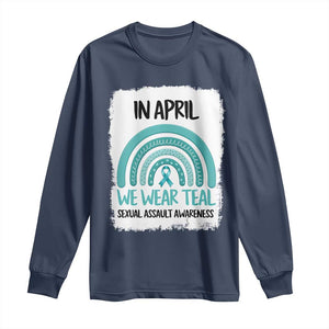 Sexual Assault Awareness Long Sleeve Shirt In April We Wear Teal Ribbon TS14 Navy Print Your Wear