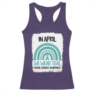 Sexual Assault Awareness Racerback Tank Top In April We Wear Teal Ribbon TS14 Purple Print Your Wear
