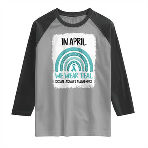 Sexual Assault Awareness Raglan Shirt In April We Wear Teal Ribbon TS14 Sport Gray Black Print Your Wear