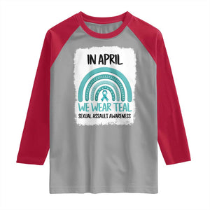Sexual Assault Awareness Raglan Shirt In April We Wear Teal Ribbon TS14 Sport Gray Red Print Your Wear