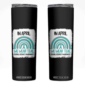 Sexual Assault Awareness Skinny Tumbler In April We Wear Teal Ribbon TS14 Black Print Your Wear