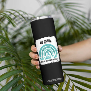 Sexual Assault Awareness Skinny Tumbler In April We Wear Teal Ribbon TS14 Print Your Wear