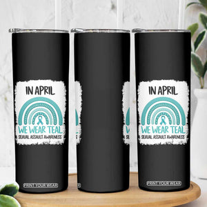 Sexual Assault Awareness Skinny Tumbler In April We Wear Teal Ribbon TS14 Print Your Wear