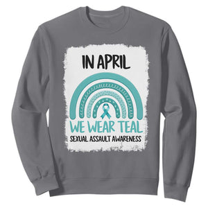 Sexual Assault Awareness Sweatshirt In April We Wear Teal Ribbon TS14 Charcoal Print Your Wear
