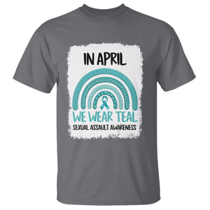 Sexual Assault Awareness T Shirt In April We Wear Teal Ribbon TS14 Charcoal Print Your Wear