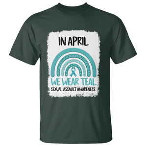 Sexual Assault Awareness T Shirt In April We Wear Teal Ribbon TS14 Dark Forest Green Print Your Wear
