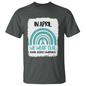 Sexual Assault Awareness T Shirt In April We Wear Teal Ribbon TS14 Dark Heather Print Your Wear