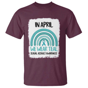 Sexual Assault Awareness T Shirt In April We Wear Teal Ribbon TS14 Maroon Print Your Wear