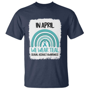 Sexual Assault Awareness T Shirt In April We Wear Teal Ribbon TS14 Navy Print Your Wear