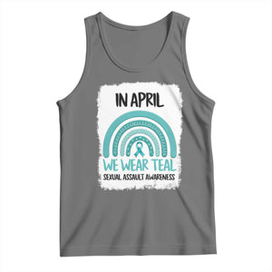 Sexual Assault Awareness Tank Top In April We Wear Teal Ribbon TS14 Black Heather Print Your Wear