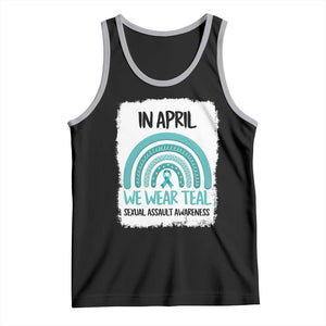 Sexual Assault Awareness Tank Top In April We Wear Teal Ribbon TS14 Black Athletic Heather Print Your Wear