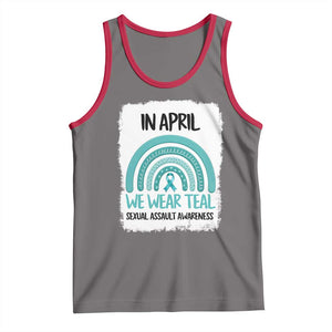 Sexual Assault Awareness Tank Top In April We Wear Teal Ribbon TS14 Deep Heather Red Print Your Wear