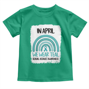 Sexual Assault Awareness Toddler T Shirt In April We Wear Teal Ribbon TS14 Irish Green Print Your Wear