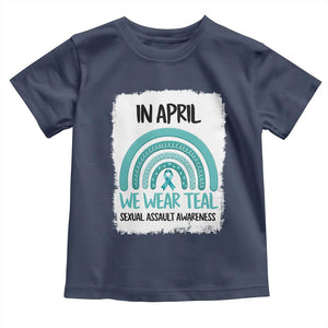 Sexual Assault Awareness Toddler T Shirt In April We Wear Teal Ribbon TS14 Navy Print Your Wear