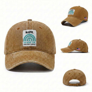 Sexual Assault Awareness Washed Cotton Baseball Cap In April We Wear Teal Ribbon TS14 Washed Cap Universal Fit Yellow Ochre Print Your Wear