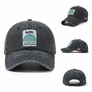 Sexual Assault Awareness Washed Cotton Baseball Cap In April We Wear Teal Ribbon TS14 Washed Cap Universal Fit Dark Gray Print Your Wear