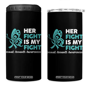 Sexual Assault Awareness 4 in 1 Can Cooler Tumbler Her Fight is My Fight TS14 One Size: 16 oz Black Print Your Wear