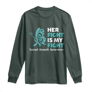 Sexual Assault Awareness Long Sleeve Shirt Her Fight is My Fight TS14 Dark Forest Green Print Your Wear