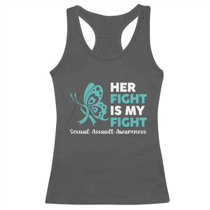 Sexual Assault Awareness Racerback Tank Top Her Fight is My Fight TS14 Dark Heather Print Your Wear