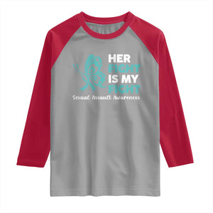 Sexual Assault Awareness Raglan Shirt Her Fight is My Fight TS14 Sport Gray Red Print Your Wear