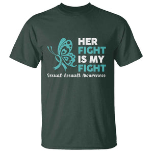 Sexual Assault Awareness T Shirt Her Fight is My Fight TS14 Dark Forest Green Print Your Wear