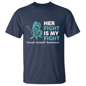 Sexual Assault Awareness T Shirt Her Fight is My Fight TS14 Navy Print Your Wear