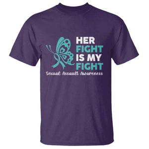 Sexual Assault Awareness T Shirt Her Fight is My Fight TS14 Purple Print Your Wear