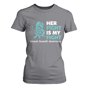 Sexual Assault Awareness T Shirt For Women Her Fight is My Fight TS14 Charcoal Print Your Wear