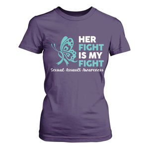 Sexual Assault Awareness T Shirt For Women Her Fight is My Fight TS14 Purple Print Your Wear